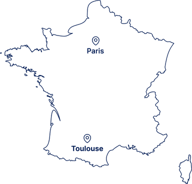 Map of De Shagan Network locations in Paris and Toulouse
